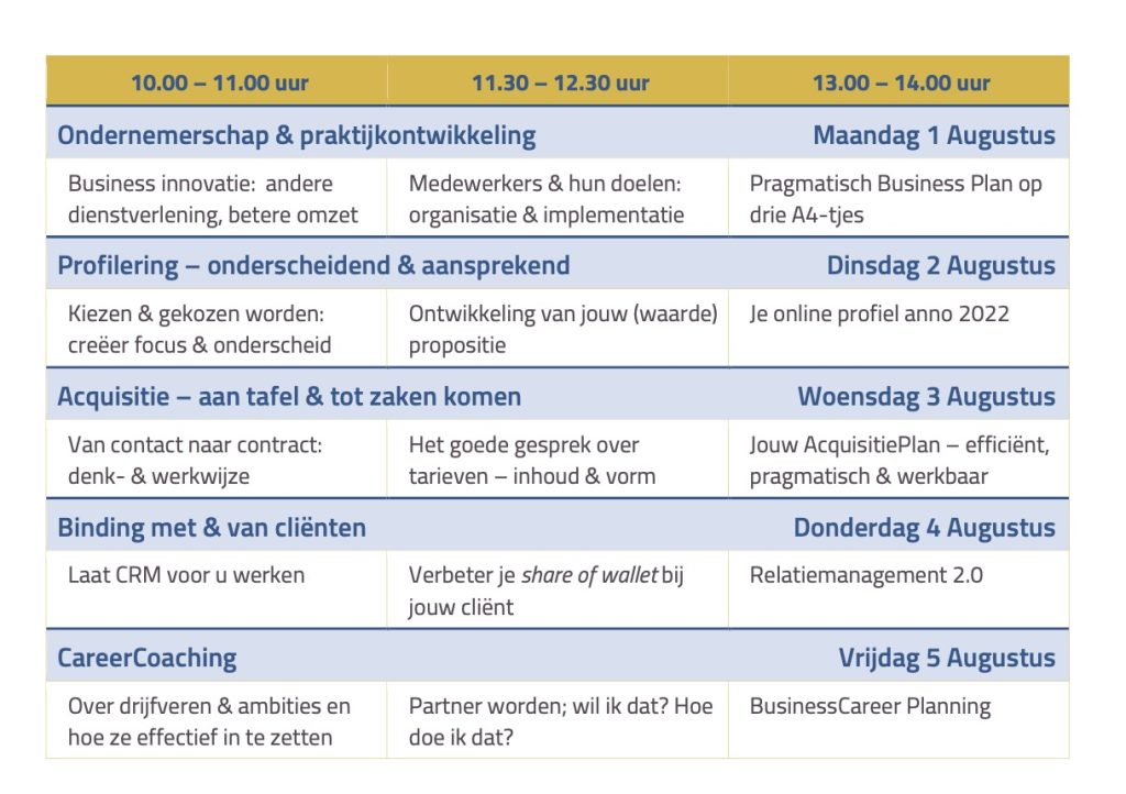 programma summerschool ondernemerschap 2022 advocatuur notariaat